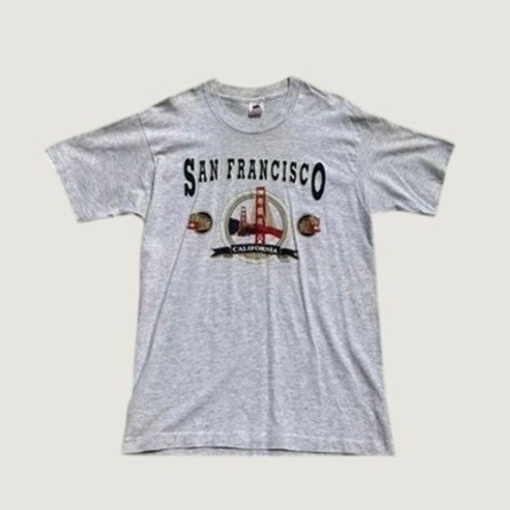 Vintage San Francisco Golden Gate Bridge T-Shirt Gray Large Single Stitch
